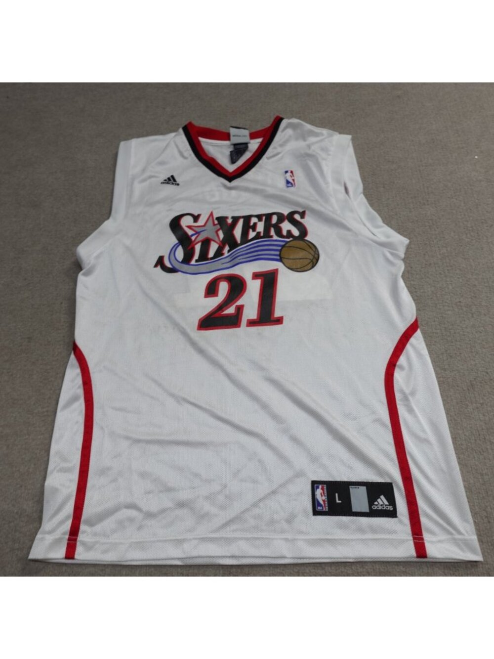 Philadelphia Sixers Basketball Jersey Large White Adidas 21 James Young